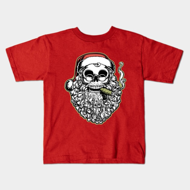 Smokin' Santa Skull Kids T-Shirt by kbilltv